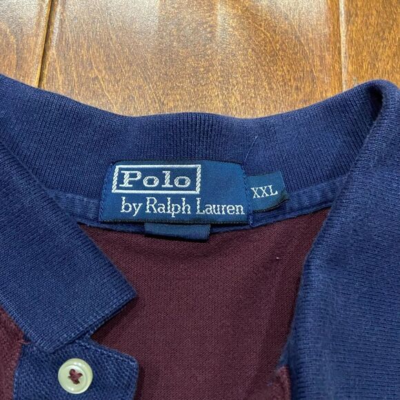 Polo Ralph Lauren Vintage 90s Rugby #4 Crest Maroon Navy Shirt Men's Size XXL - Picture 7 of 9